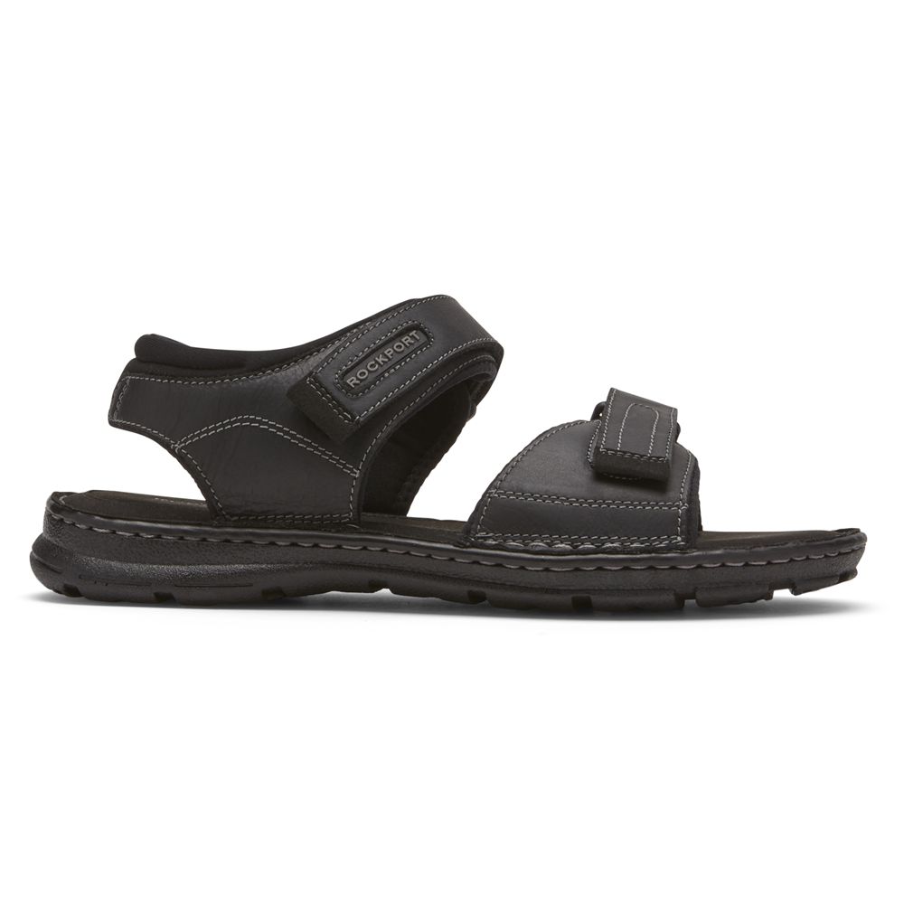 Sandálias Rockport Darwyn Quarter-Strap Homem - Pretas ( 924-CHMNJG )